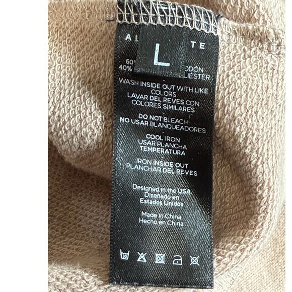 Alphalete Sweatshirt Women L‎ Beige Athletic Gym Distressed Comfy Fitness Lounge - Picture 8 of 9